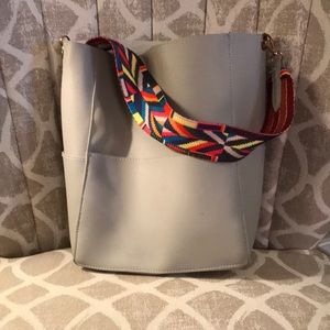 Gray bucket purse